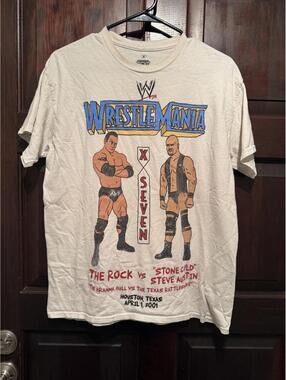 WrestleMania X-Seven The Rock vs Stone Cold Steve Austin T-Shirt Medium